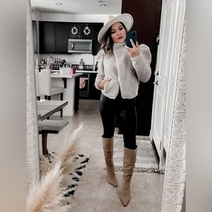 Cozy puff sleeve sherpa jacket